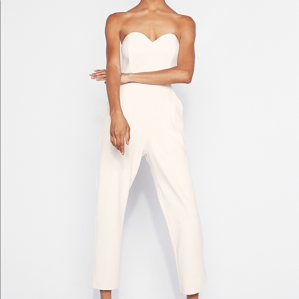 Express Strapless White Jumpsuit 00